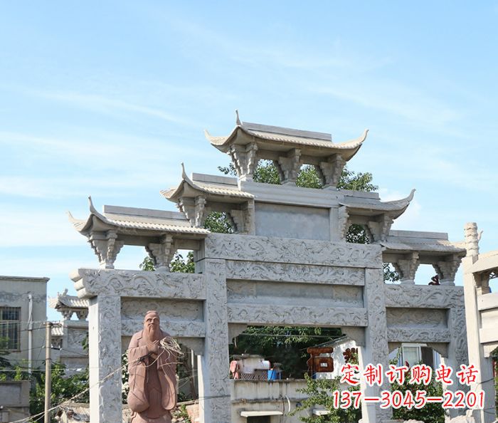 长春三门道路牌坊石雕 (3)