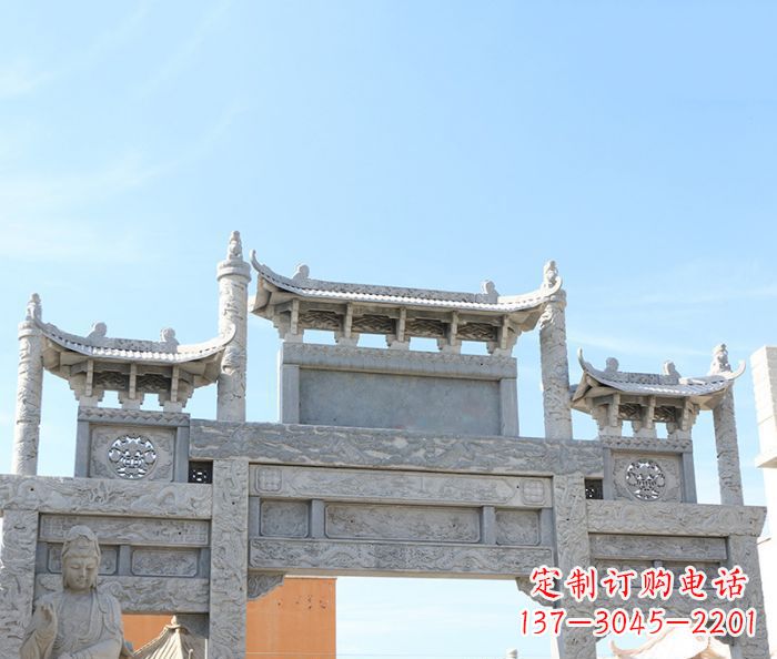 长春三门道路牌坊石雕 (4)