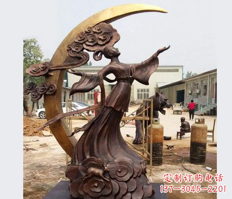 长春中领雕塑:精美嫦娥月亮铜雕