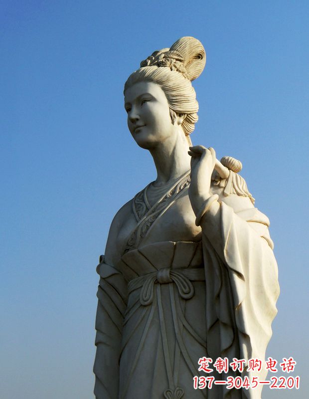 长春十二花神九月菊花庞苏汉白玉美女雕像