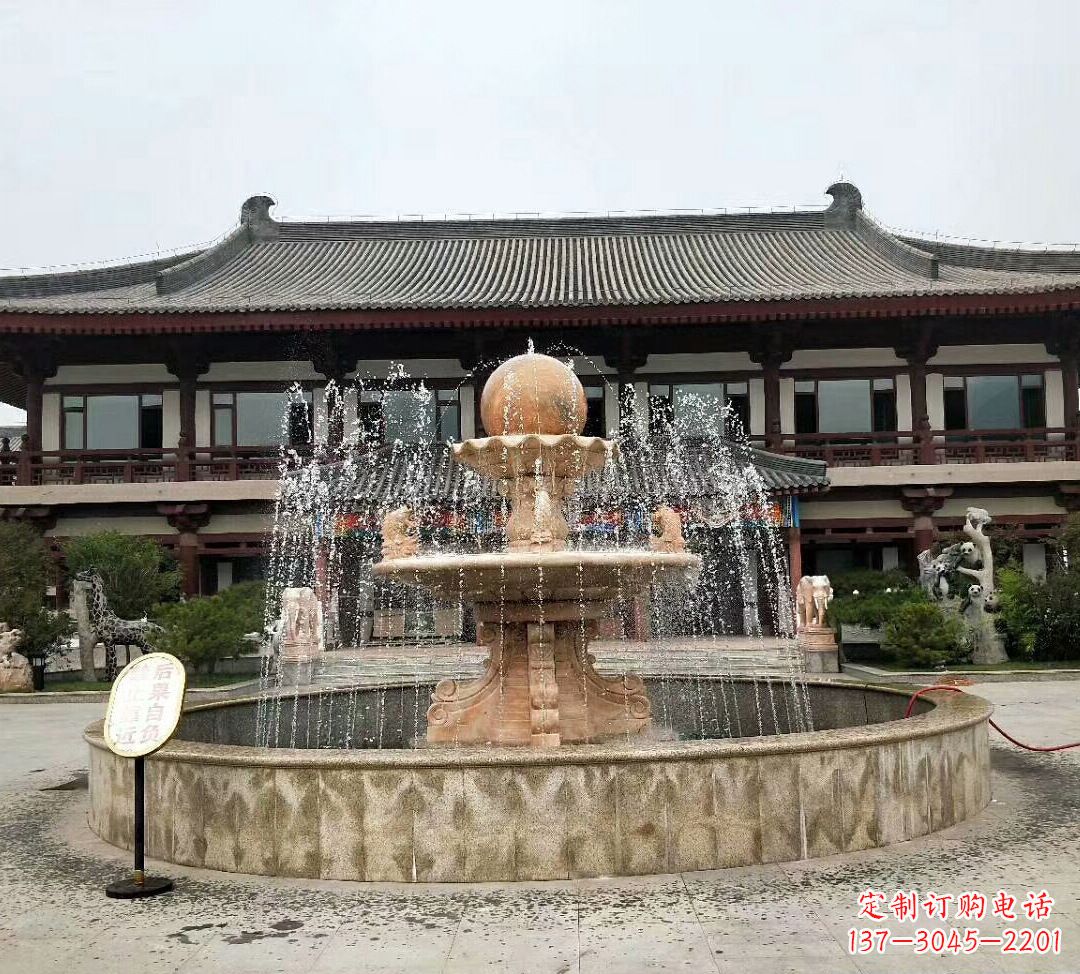 长春石雕风水球喷泉 (2)