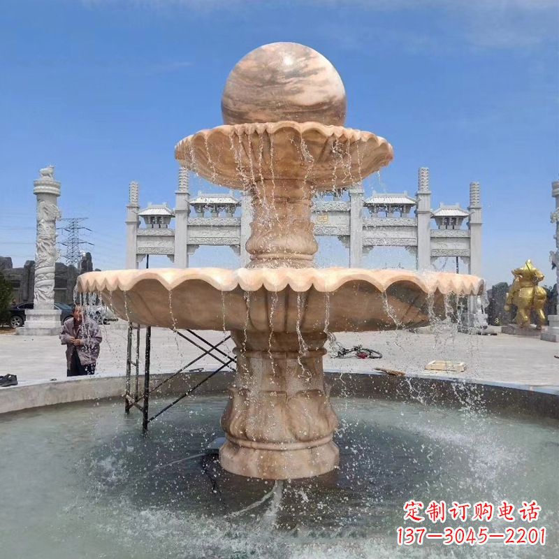 长春石雕风水球喷泉-景区广场水景装饰雕塑摆件