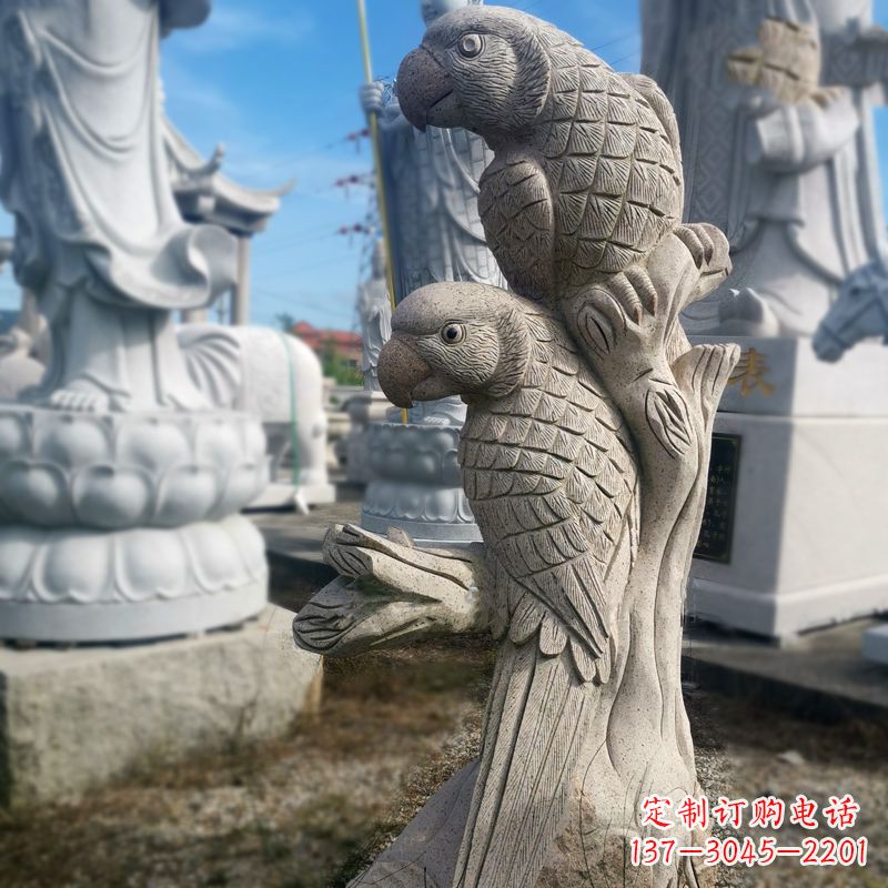 长春石雕鹦鹉景观雕塑摆件
