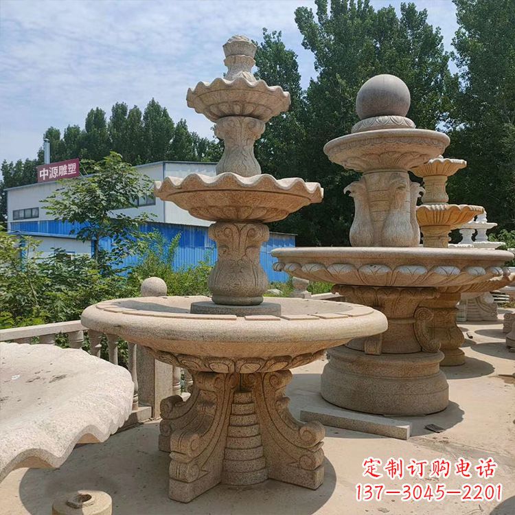 长春石喷泉 石雕刻