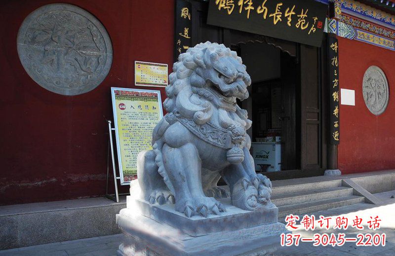 长春石狮子寺庙门口石雕