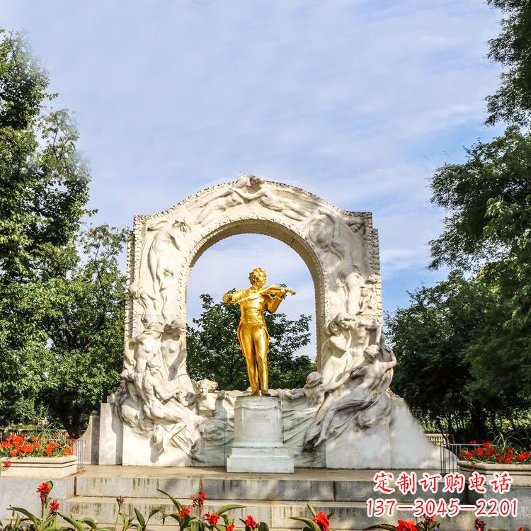 长春世界名人古典主义作曲家莫扎特公园铜雕像