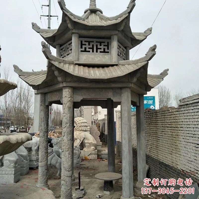 长春双层大理石凉亭雕塑