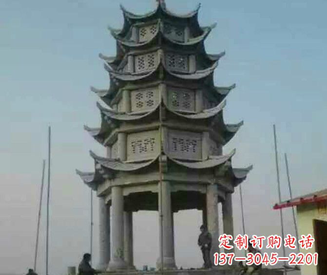 长春双层大理石凉亭石雕 (2)