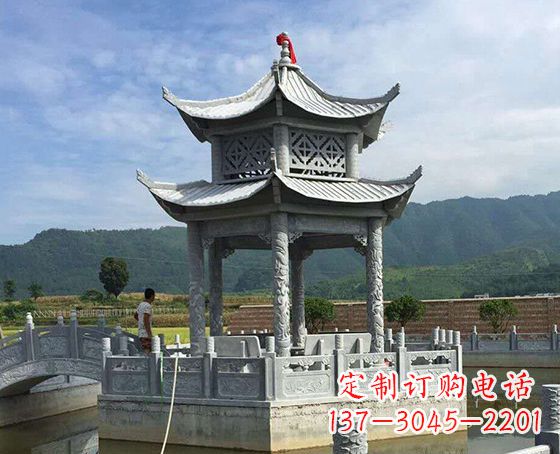 长春双层仿古凉亭石雕_1