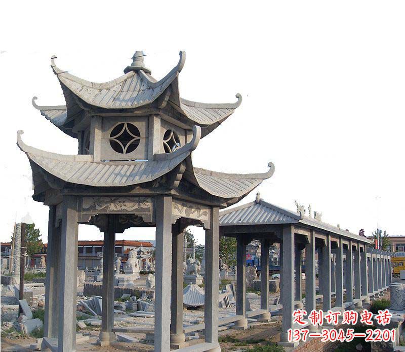 长春双层仿古凉亭石雕