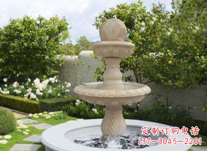 长春双层风水球喷泉别墅石雕