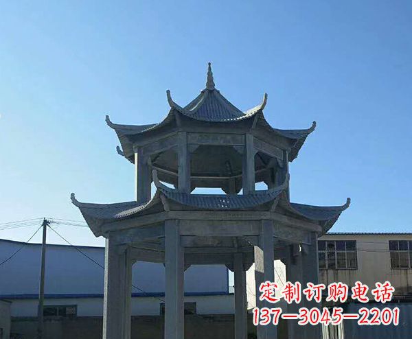 长春双层仿古石凉亭石雕_1