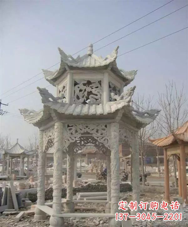 长春双层凉亭石雕