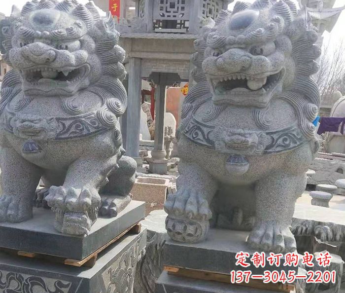 长春寺庙景观仿古石狮子 (3)