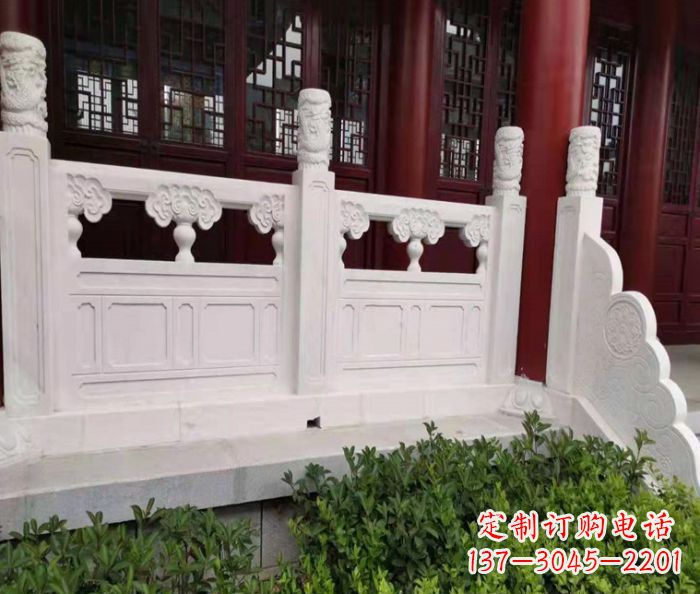 长春寺庙景观汉白玉石浮雕栏板 (3)