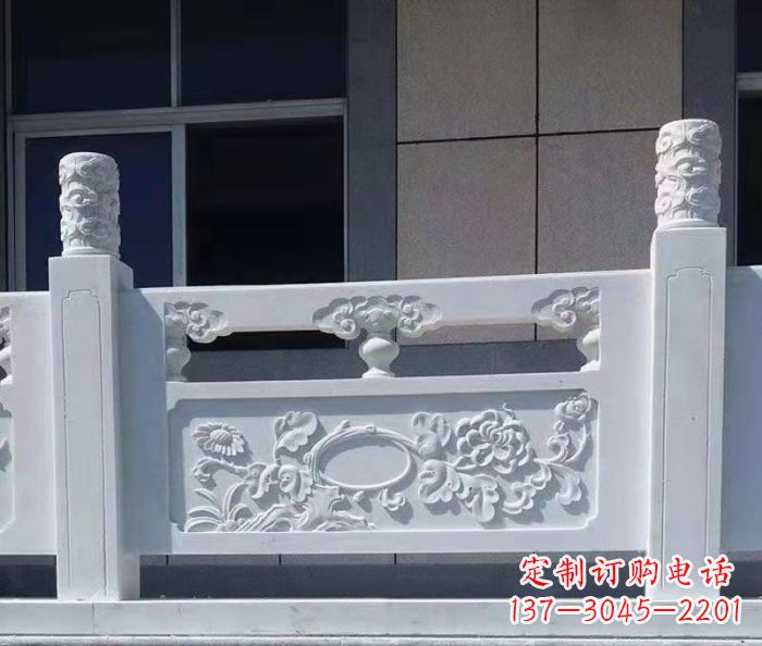 长春寺庙景观汉白玉石浮雕栏板 (4)