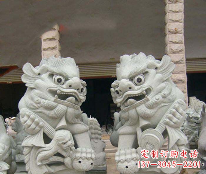 长春寺庙景观南方狮子石雕 (2)