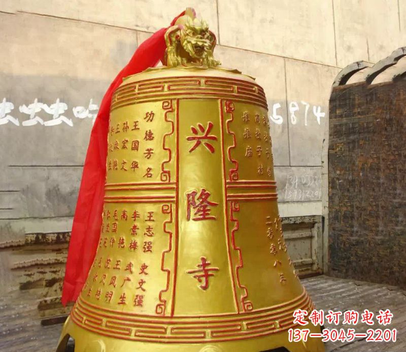长春寺庙景观铜钟雕塑