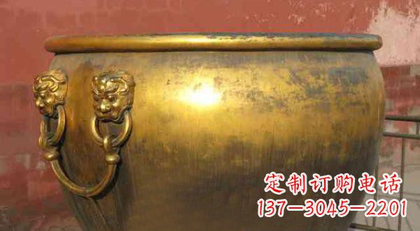 长春寺庙水缸铜雕 (2)
