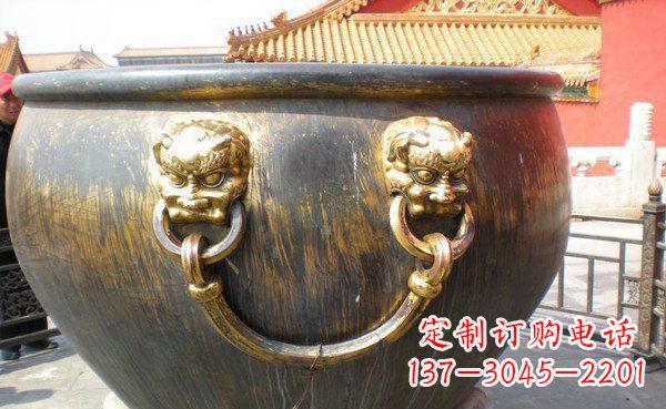 长春寺庙水缸铜雕 (3)