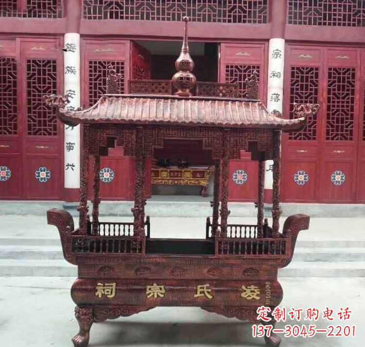 长春寺庙香炉铜雕