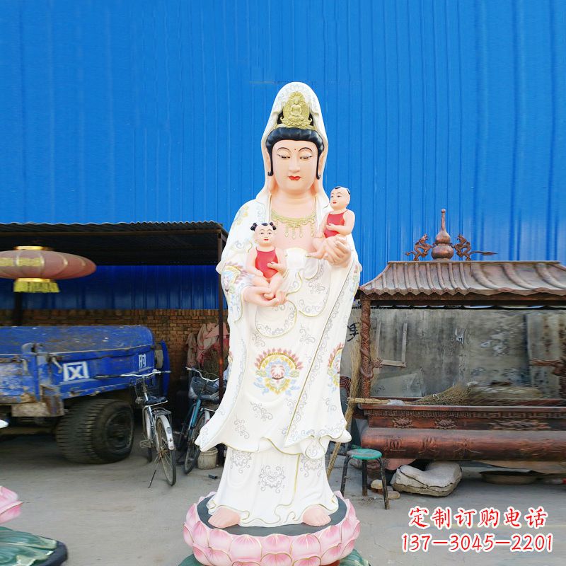 长春送子观音彩绘玻璃钢雕塑