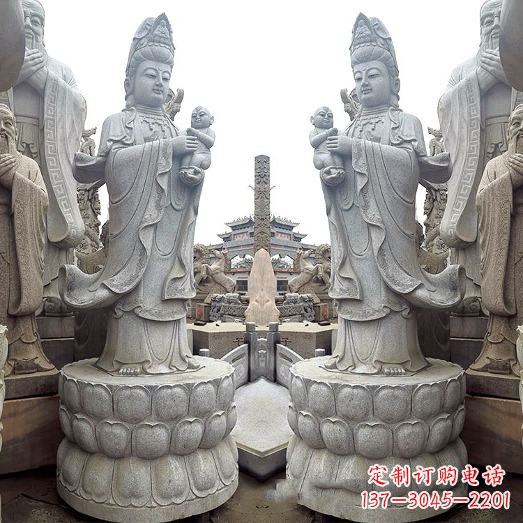 长春送子观音青石雕塑