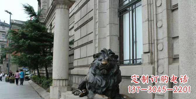 长春铜雕跪姿狮子
