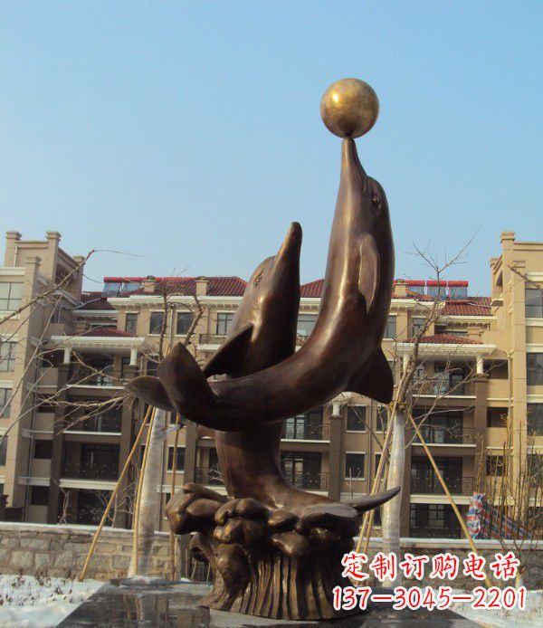 长春铜雕海豚雕塑 (2)