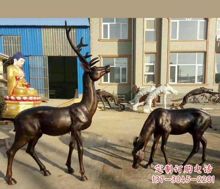 长春铜雕户外公园动物雕塑鹿摆件 (2)
