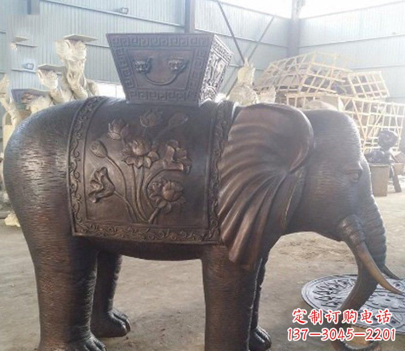 长春铜雕吉祥大象园林动物摆件