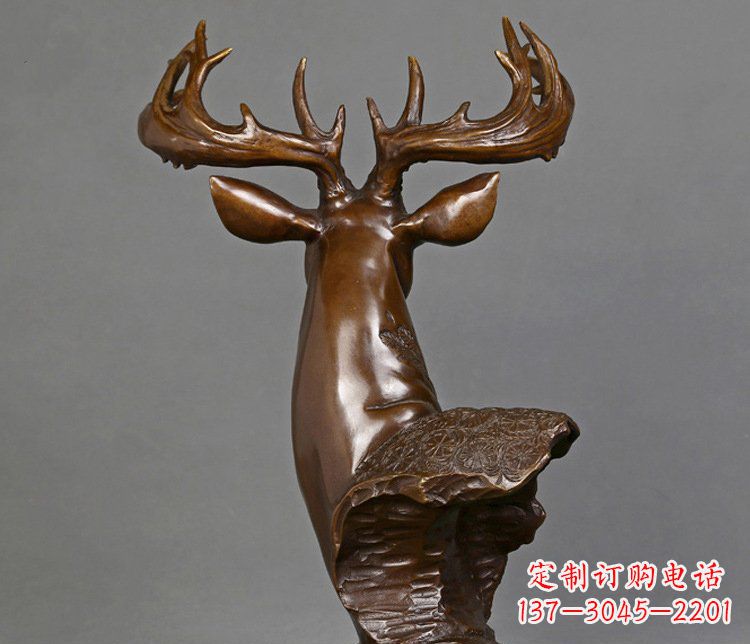 长春铜雕吉祥招财鹿头雕塑摆件