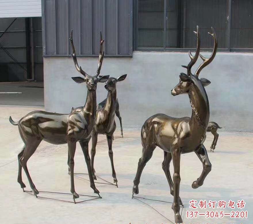 长春铜雕鹿群雕塑