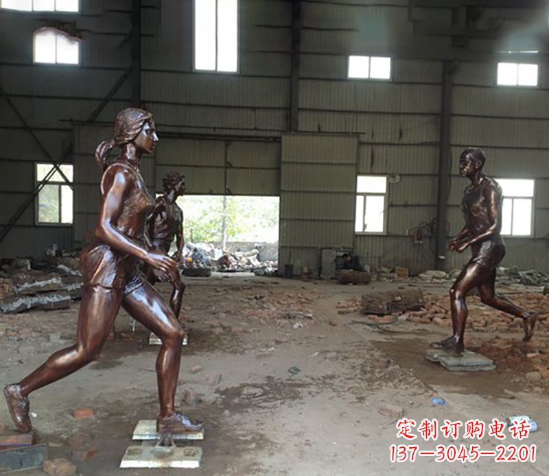 长春铜雕跑步女生