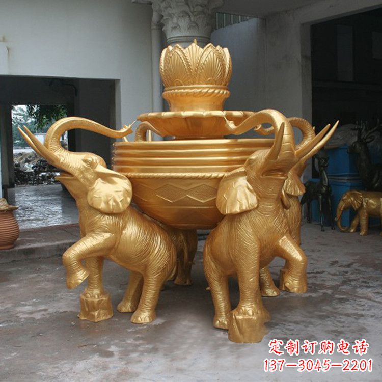 长春铜雕喷水大象雕塑