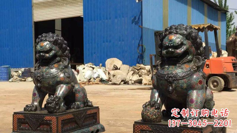 长春铜雕企业招财狮子雕塑摆件