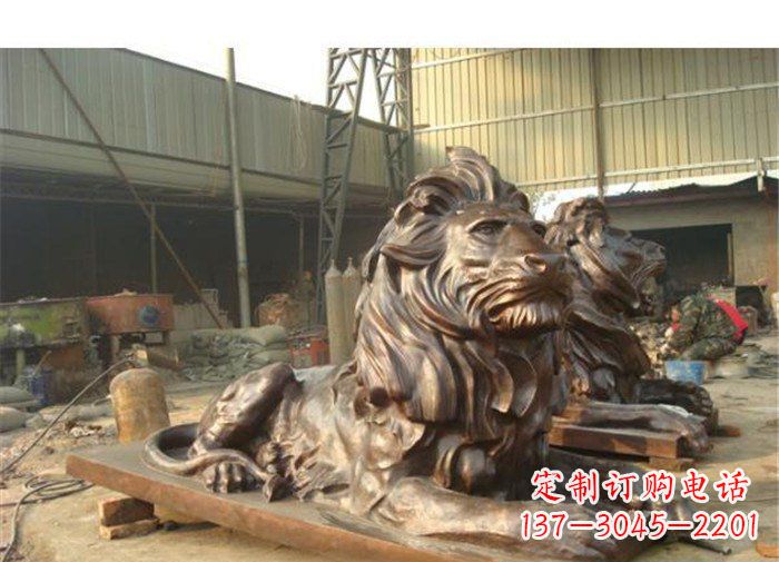 长春铜雕狮子公司门口雕塑