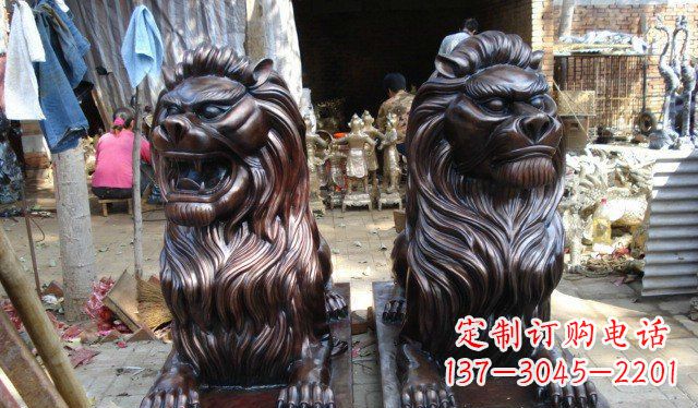 长春铜雕狮子公司门口雕塑 (2)