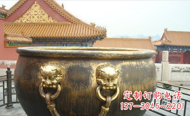 长春铜雕水缸寺庙景观雕塑 (2)
