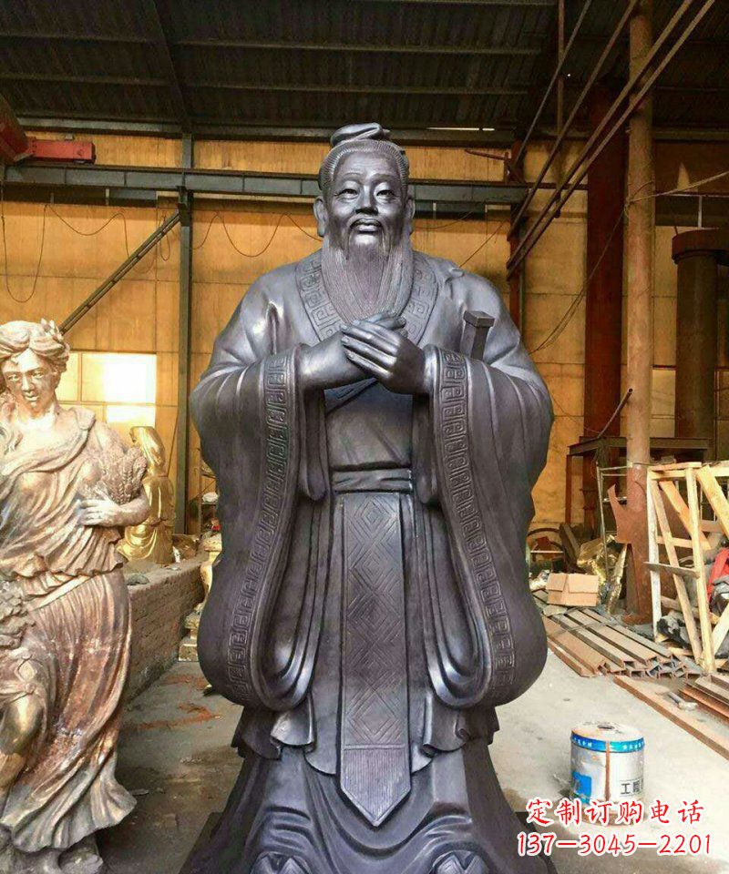 长春铜雕校园孔子人像雕塑