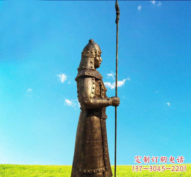 长春铜雕战士站岗古代人物雕塑