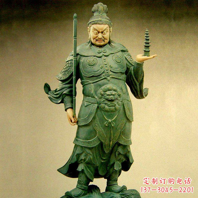 长春托塔天王彩绘雕塑