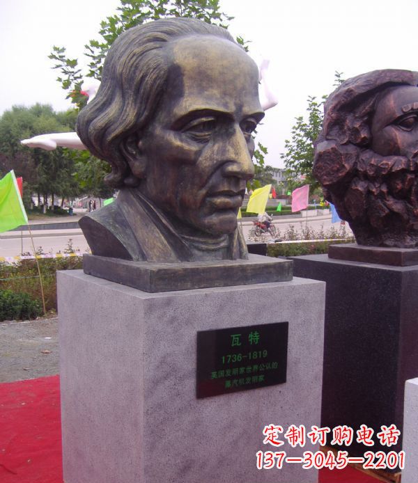 长春瓦特胸像名人铜雕 (2)