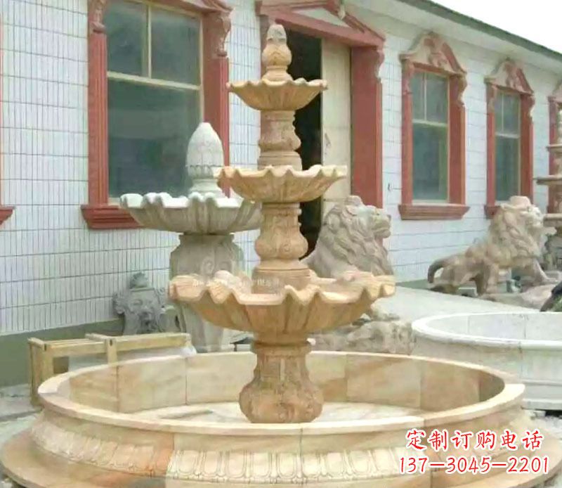 长春晚霞红大型喷泉石雕 (3)
