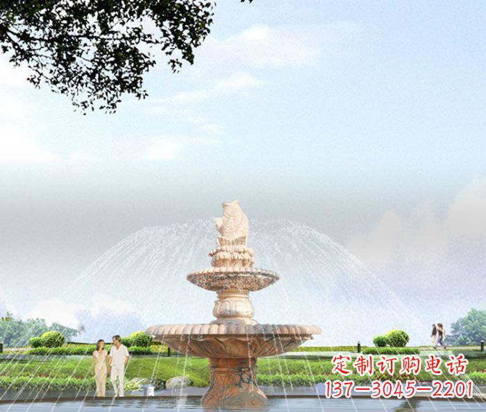 长春晚霞红多层大型石雕喷泉 (4)