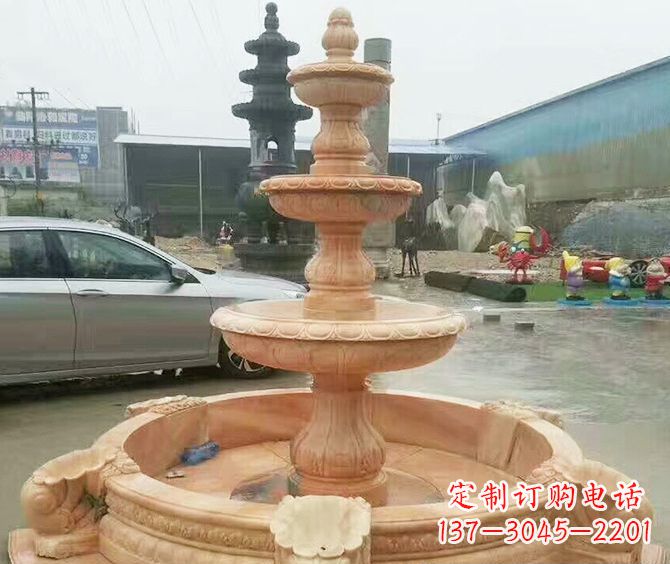 长春晚霞红多层大型石雕喷泉 (3)