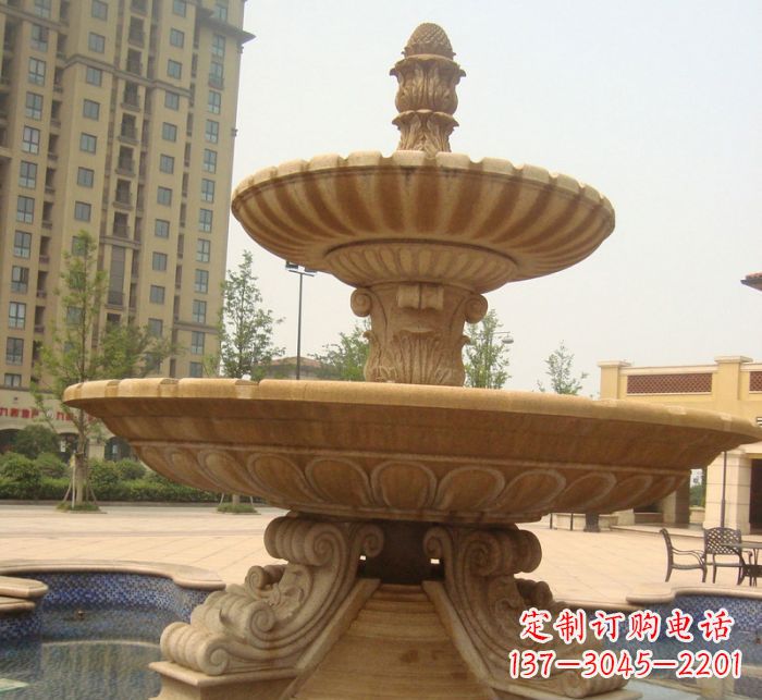 长春晚霞红多层大型石雕喷泉 (5)