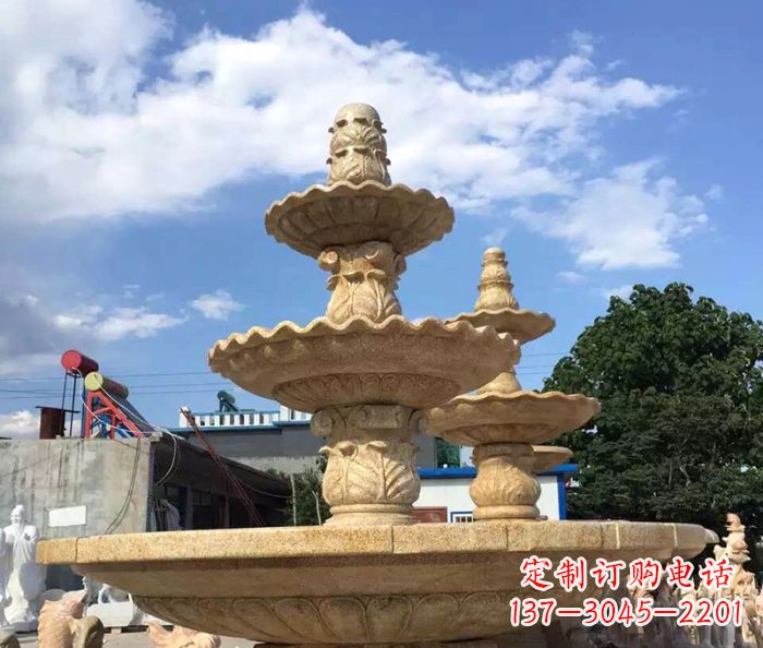 长春晚霞红多层喷泉石雕