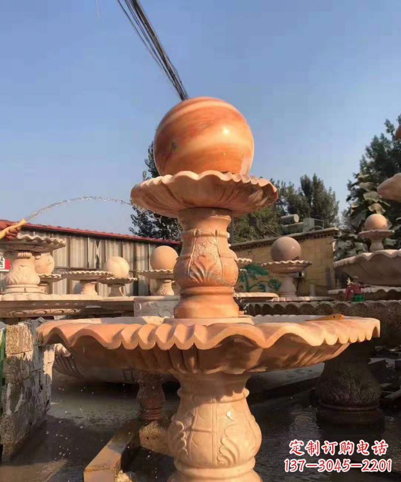 长春晚霞红风水球雕塑别墅庭院景观雕塑