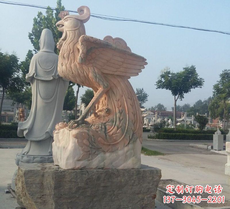 长春晚霞红凤凰石雕